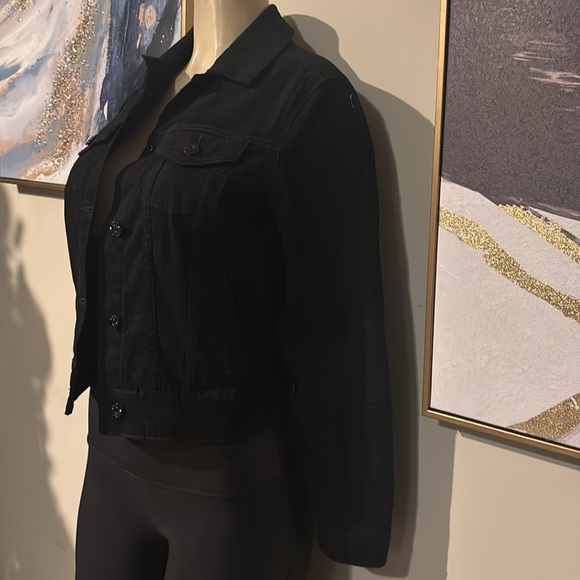 LuLaRoe Jean jacket Harvey Black front with unicorns size XS - Picture 3 of 7